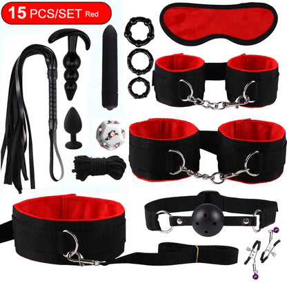Kit BDSM rojo y negro 15pcs