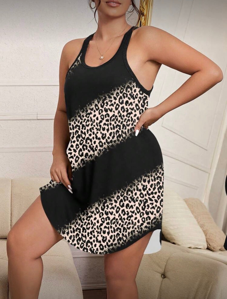 Camisón negro estampado 4XL