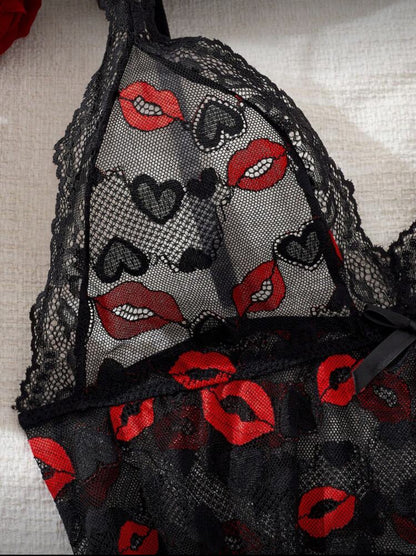 Babydoll negro y besos 4XL