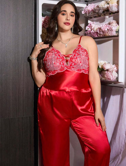 Pijama satén rojo 5XL
