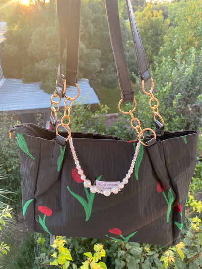 Bolso floral negro