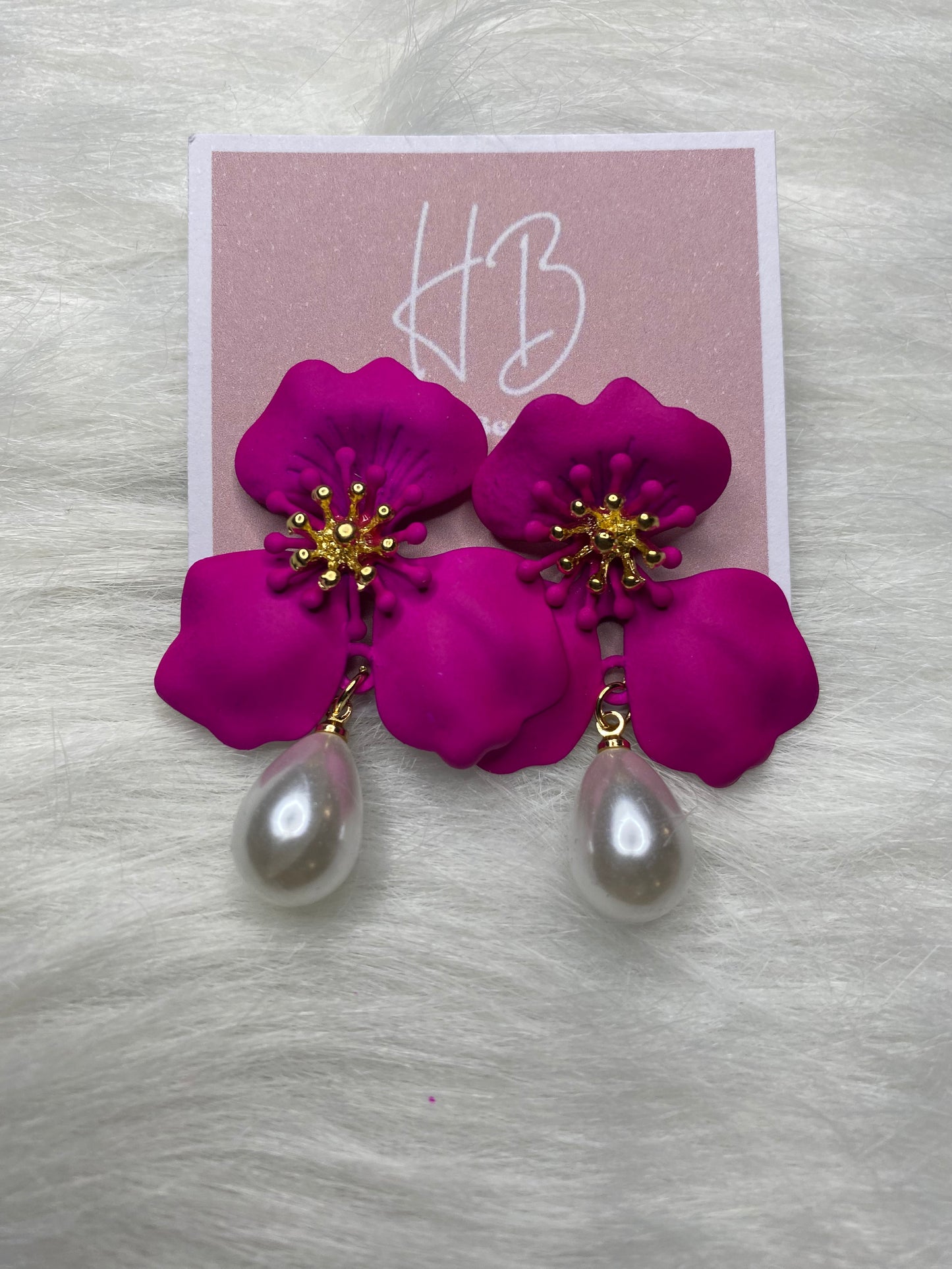 Caravanas flor fucsia