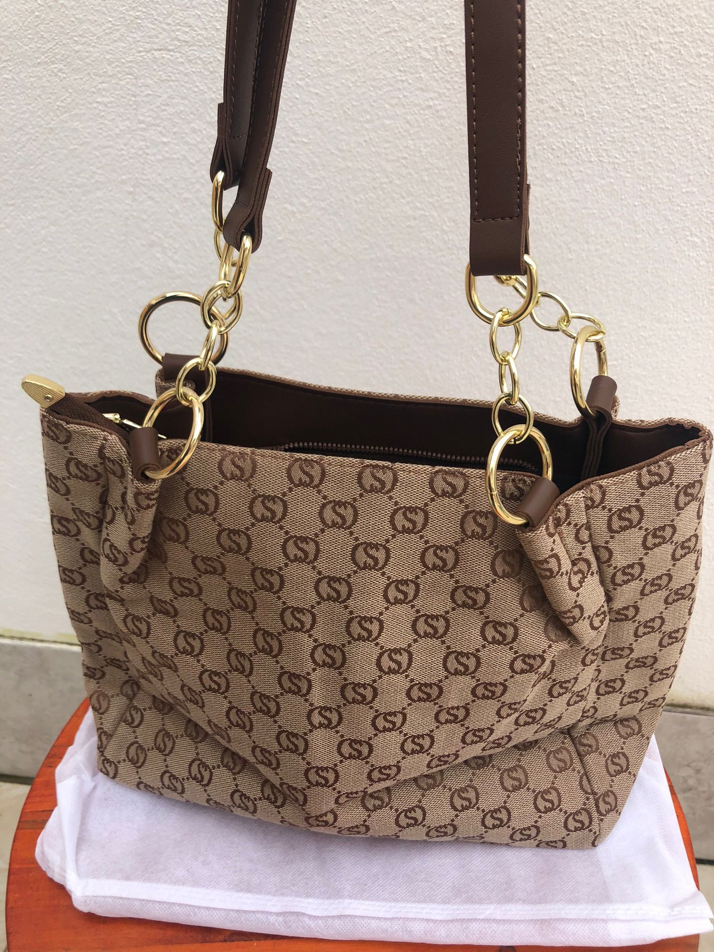 Cartera de Lona Marron/Negro